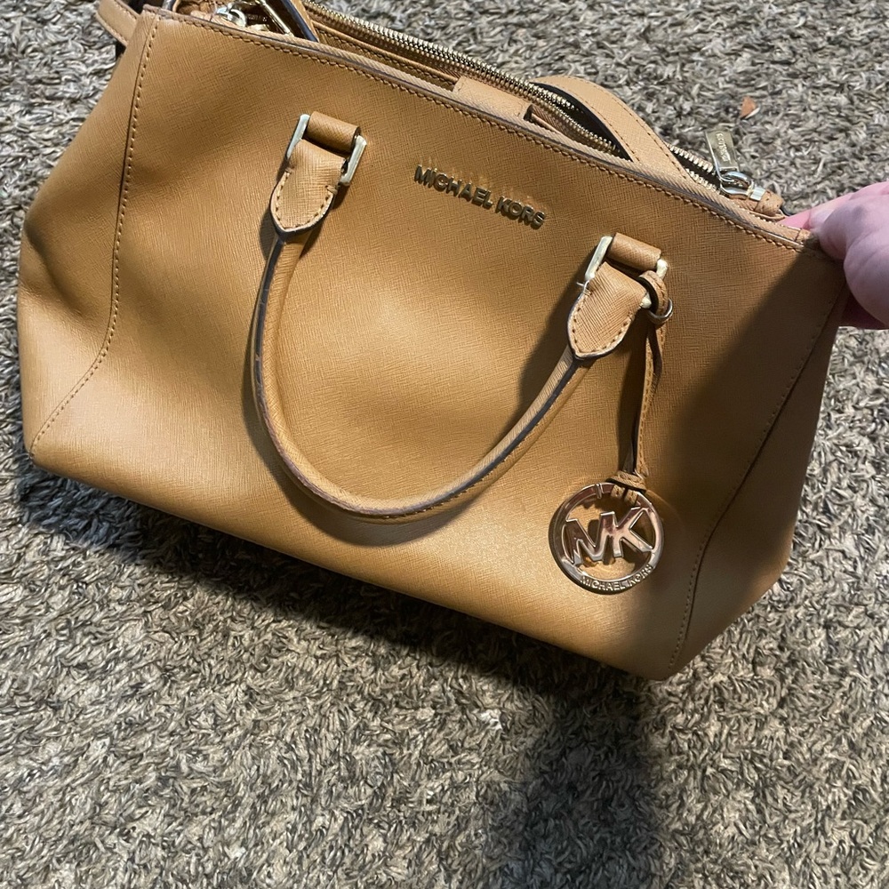 Michael Kors Camel Tan Saffiano Satchel with Gold Hardware - Picture 7 of 7